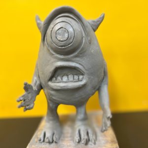 Clay sculpture of mike wazowski