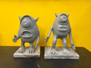 Clay sculpture of mike wazowski